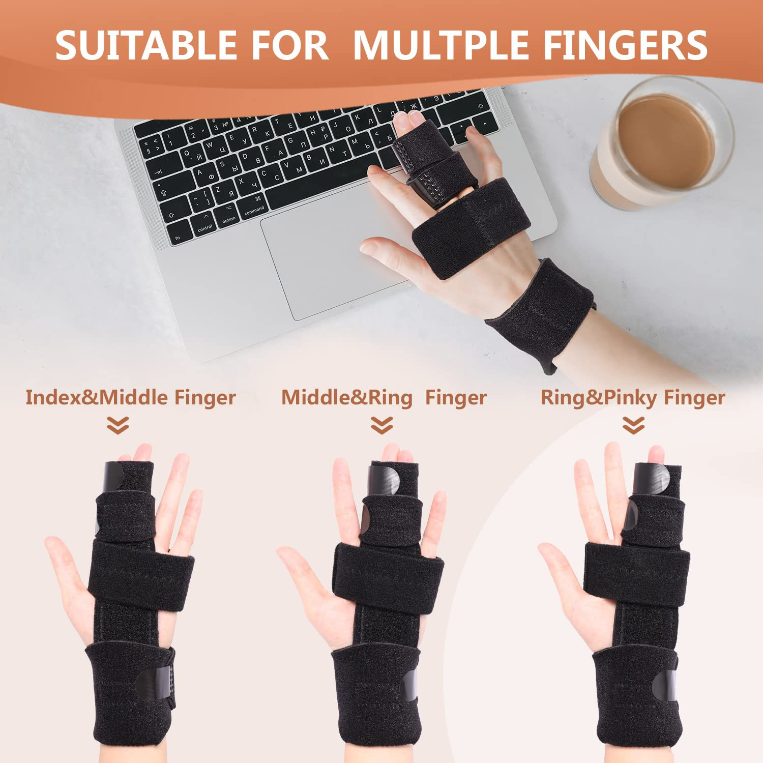 2 Finger Splint, Adjustable Finger Brace, Finger Metal Support for Broken Finger