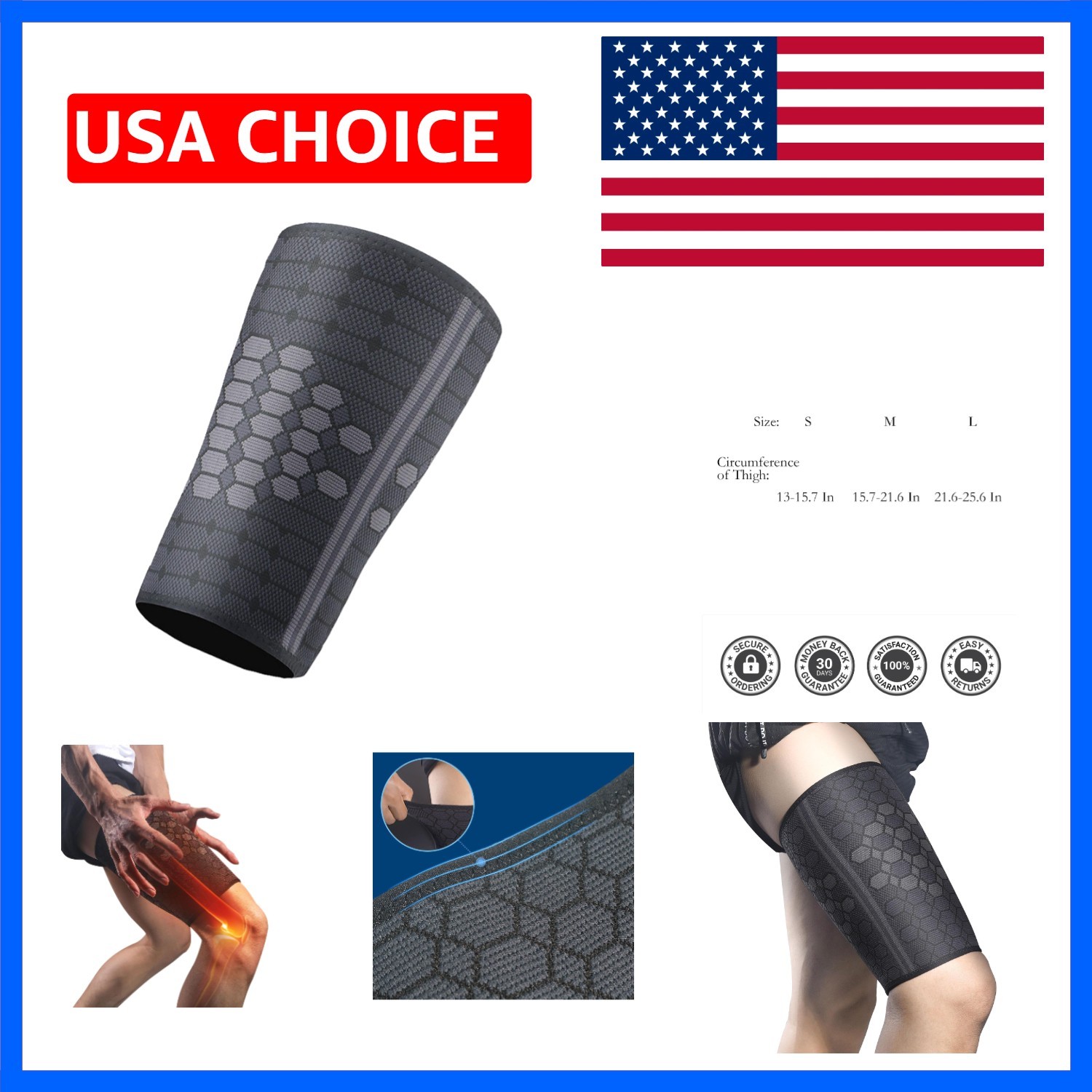 Thigh Brace Belt, High Elastic Nylon Thigh Supports Compression Sleeve for Me…