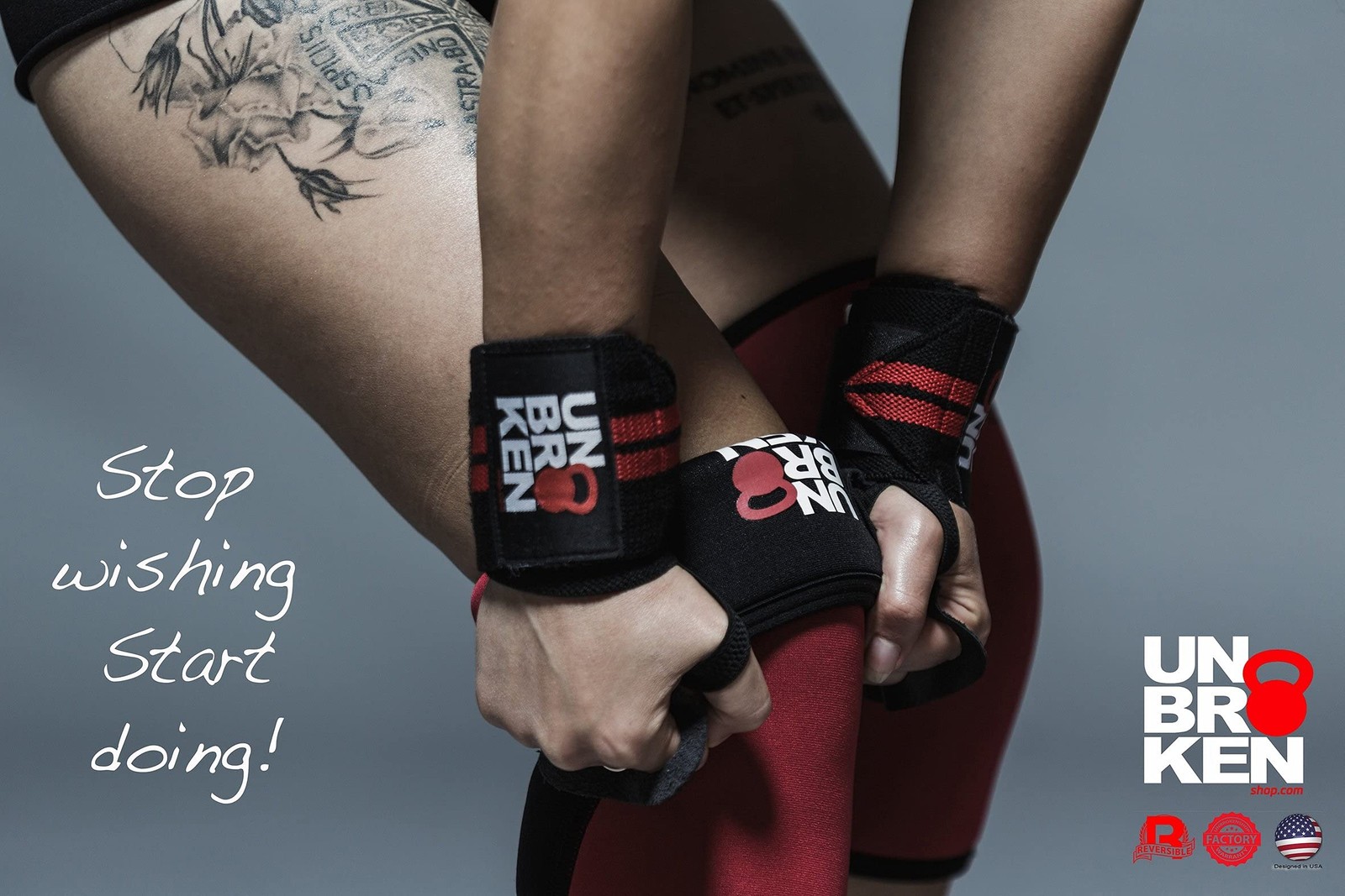Unbrokenshop.com Reversible 7mm Knee Sleeve for Weightlifting, Medium, Black