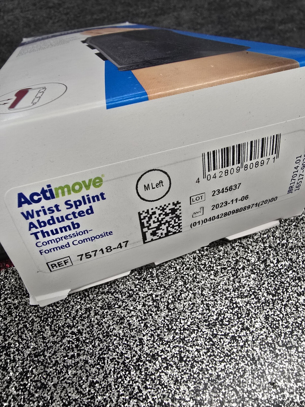 ACTIMOVE PROFESSIONAL LINE WRIST SPLINT 8 INCH, LEFT HAND, MEDIUM, BLACK, NEW