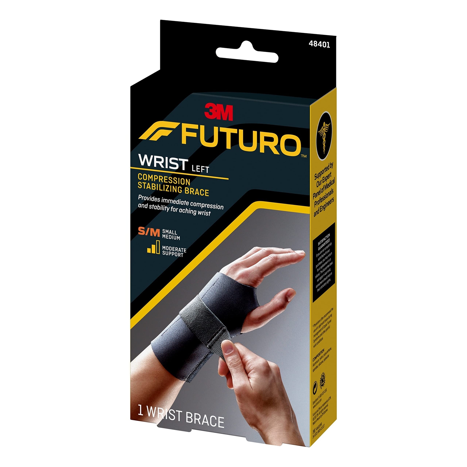 Compression Stabilizing Wrist Brace Left Hand Small/Medium Support Splint
