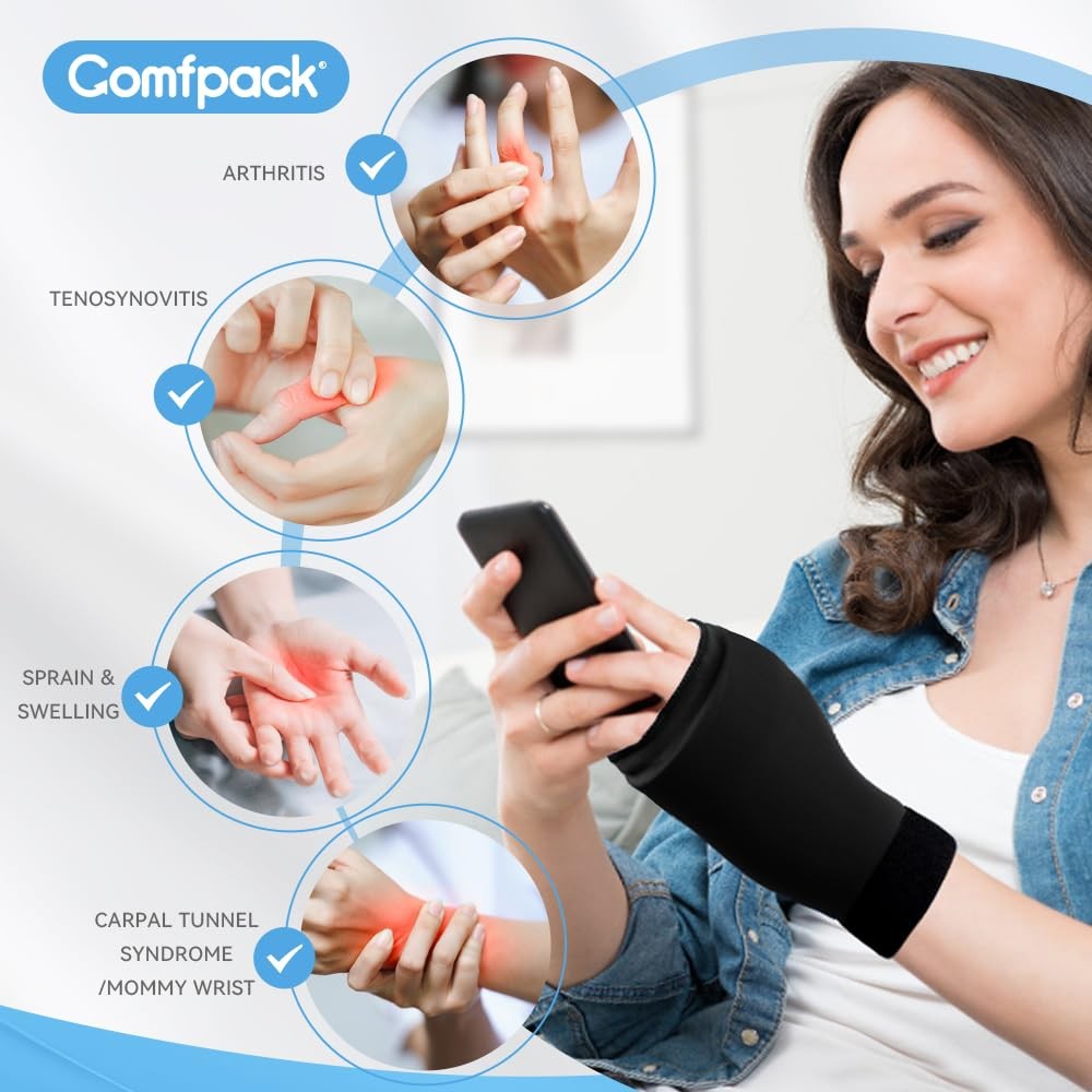 Hand Ice Pack Gloves for Arthritis, 2PCS Wearable Thumb Ice Pack Wrap, Hot Co…