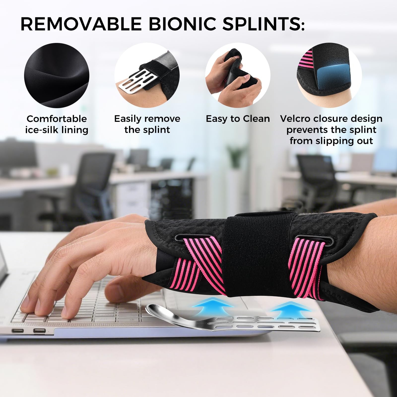 Carpal Tunnel Wrist Brace with Removable Splints, Breathable Wrist Support fo…