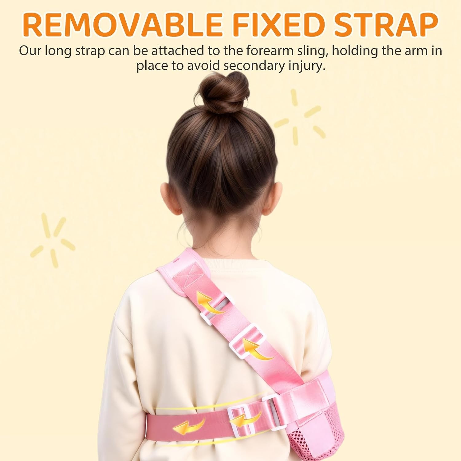 Enhanced Stability Kids Arm Sling – Soft Padding & One-Hand Adjustability (Pink)
