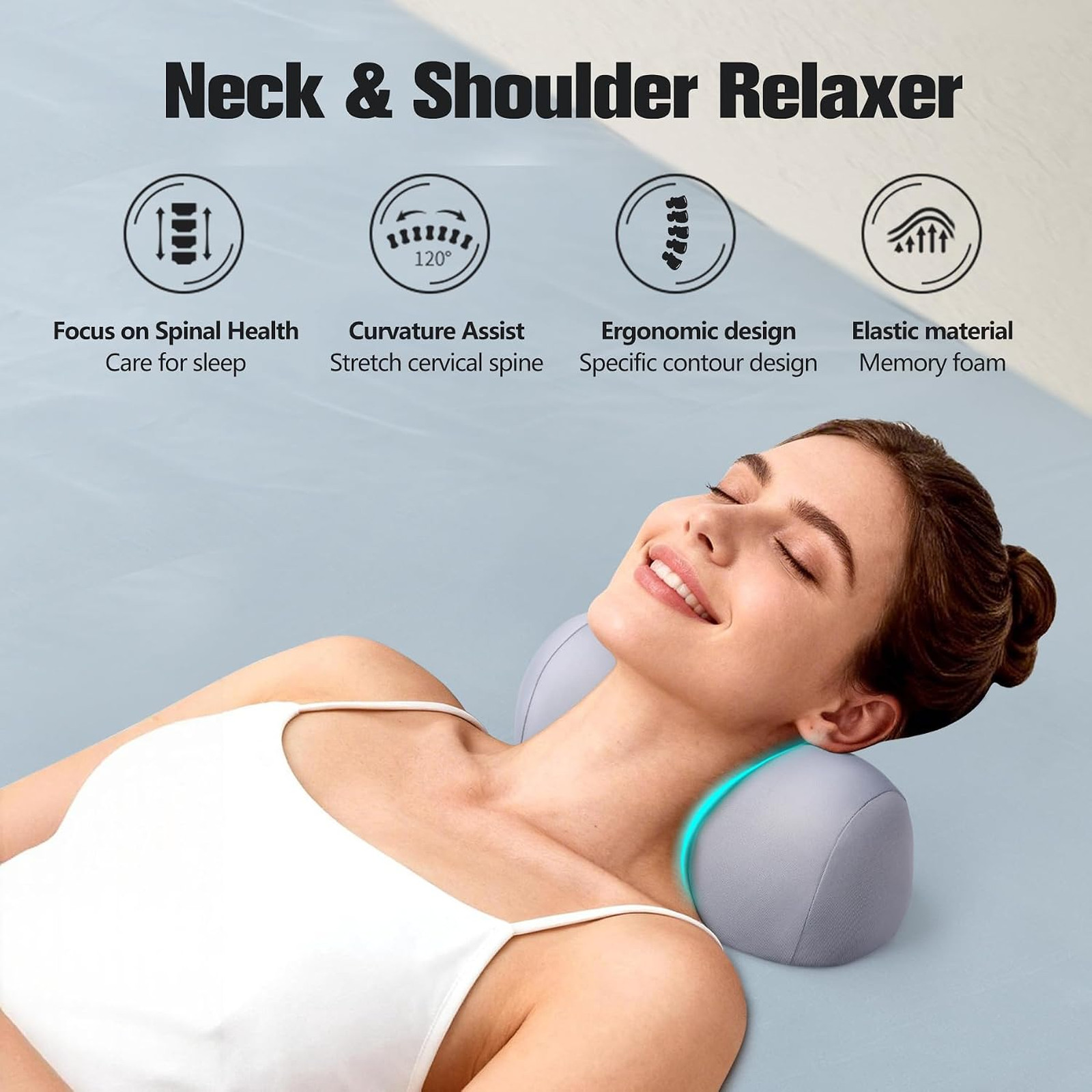 Small Neck Stretcher Pillow for Pain Relief, Cervical Traction Device, Memory