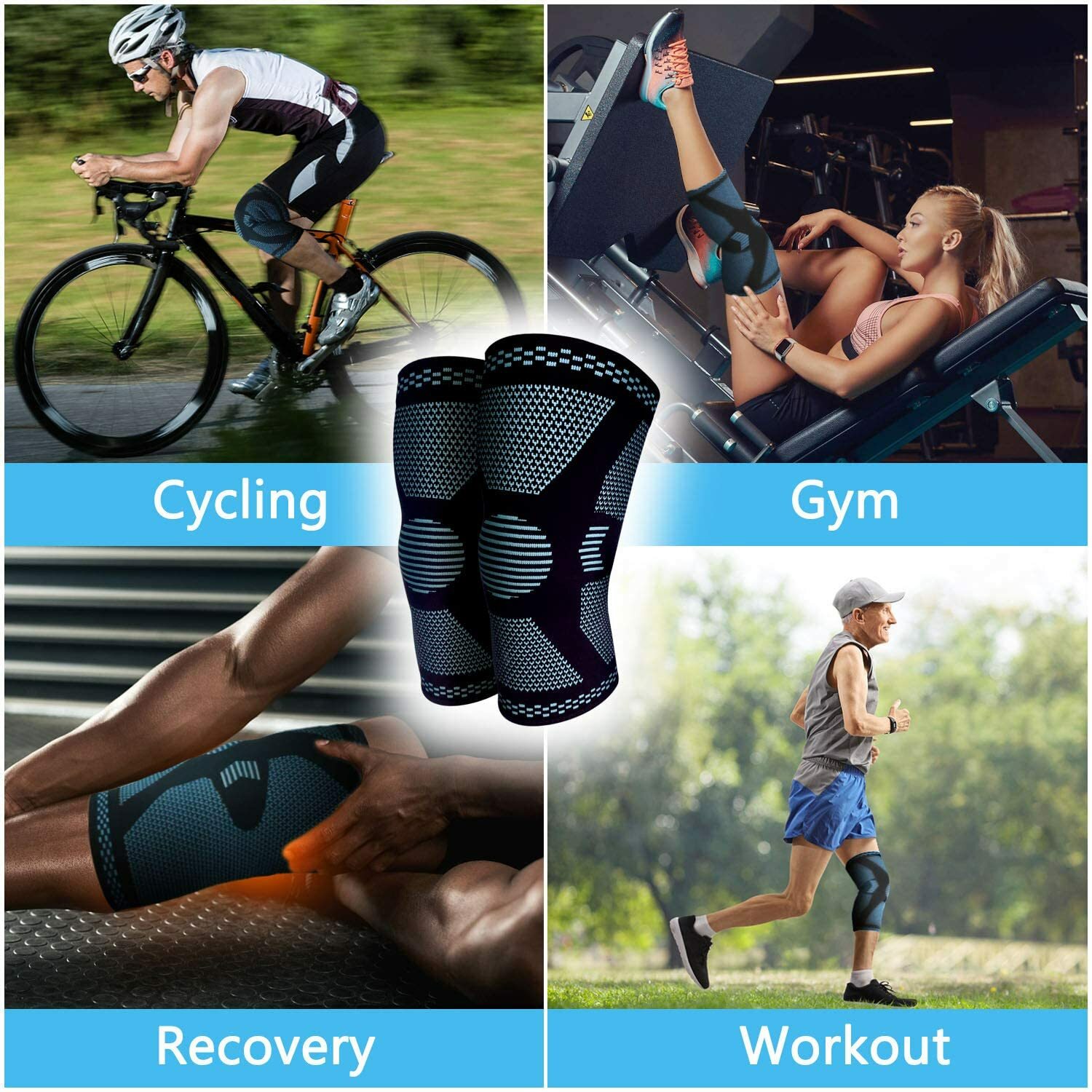 2 PACK – BEST Knee Compression Sleeve Knee Compression Brace Support Arthritis
