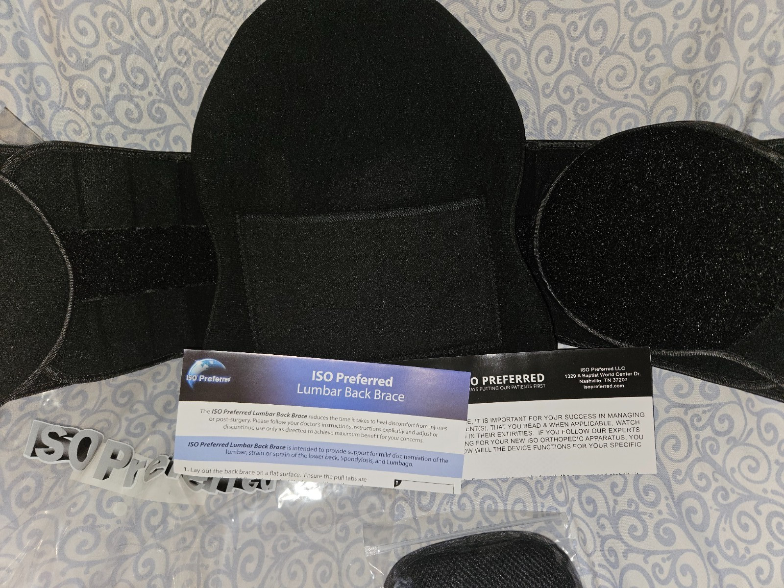 ISO Preferred Lumbar Back Brace VI Adjustable Support Belt Black S-2XL BA201