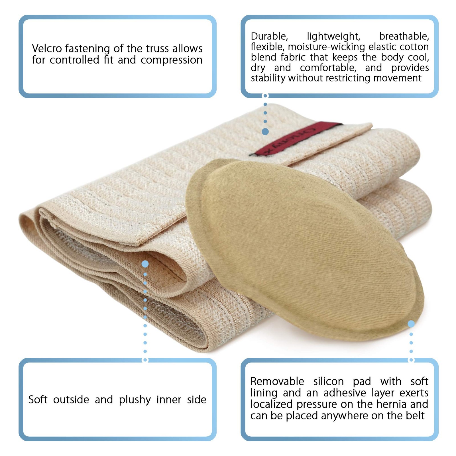 ORTONYX Umbilical Hernia Belt Abdominal Binder w/ Pad Beige OX5241 L/XXL