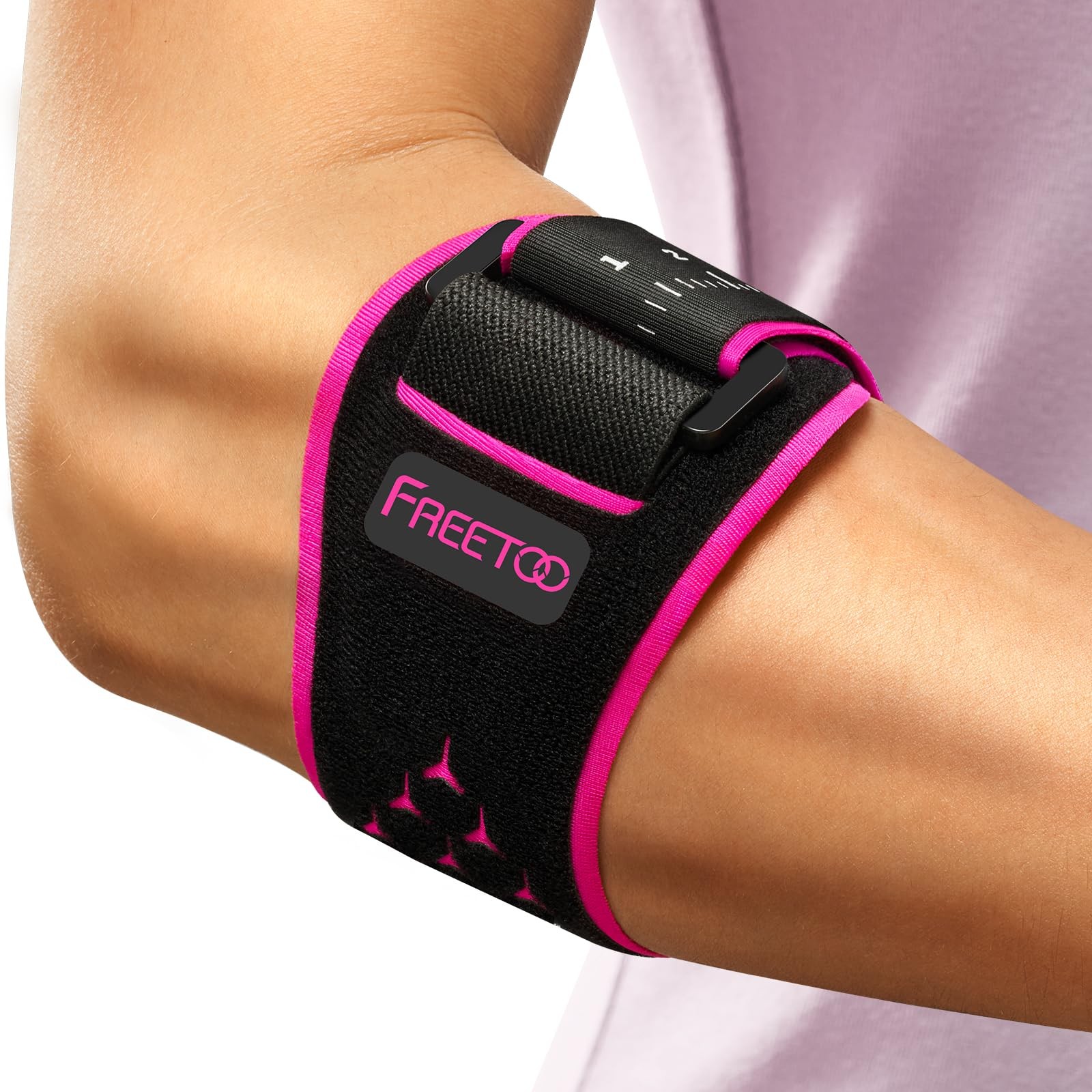FREETOO tennis elbow brace for pain Pink S/M S, rose red