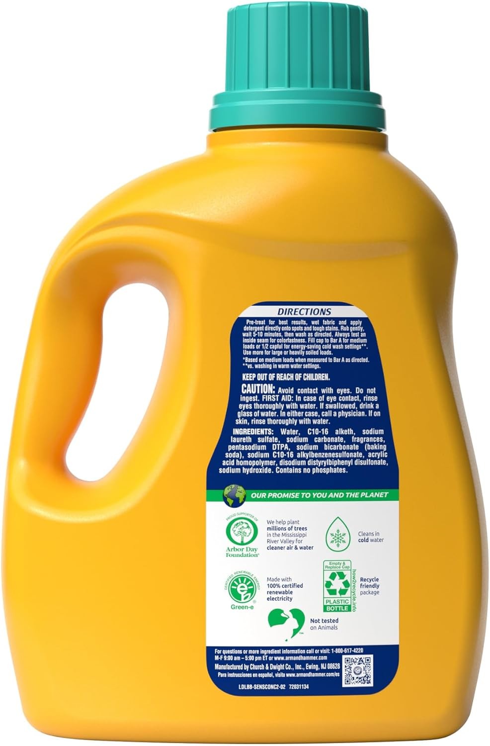 ARM & HAMMER Sensitive Skin Liquid Laundry Detergent, Fresh Scent, 105 fl oz, 10
