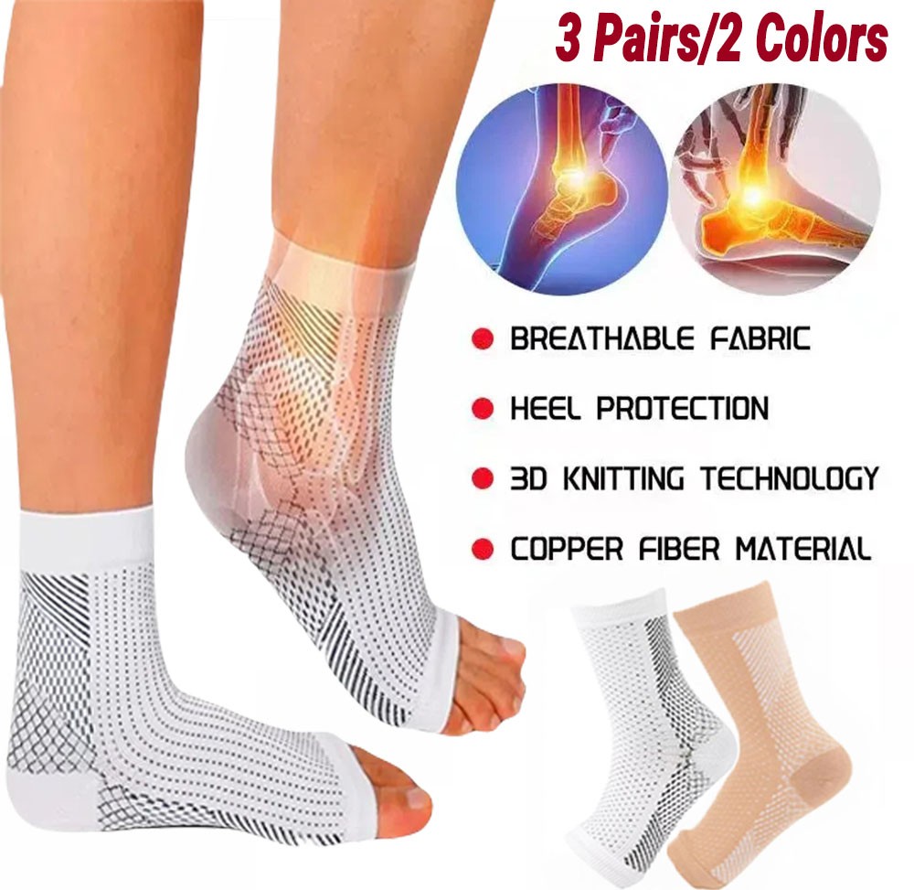 Foot Plantar Fasciitis Arch Support Compression Socks Ankle Heel Brace Sports