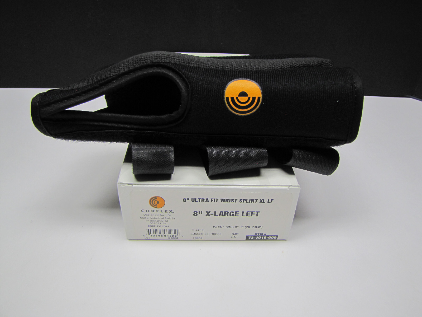 Corflex 8″ Ultra Fit Premium Wrist Splint Brace Support w Thumb Hole Left XLarge