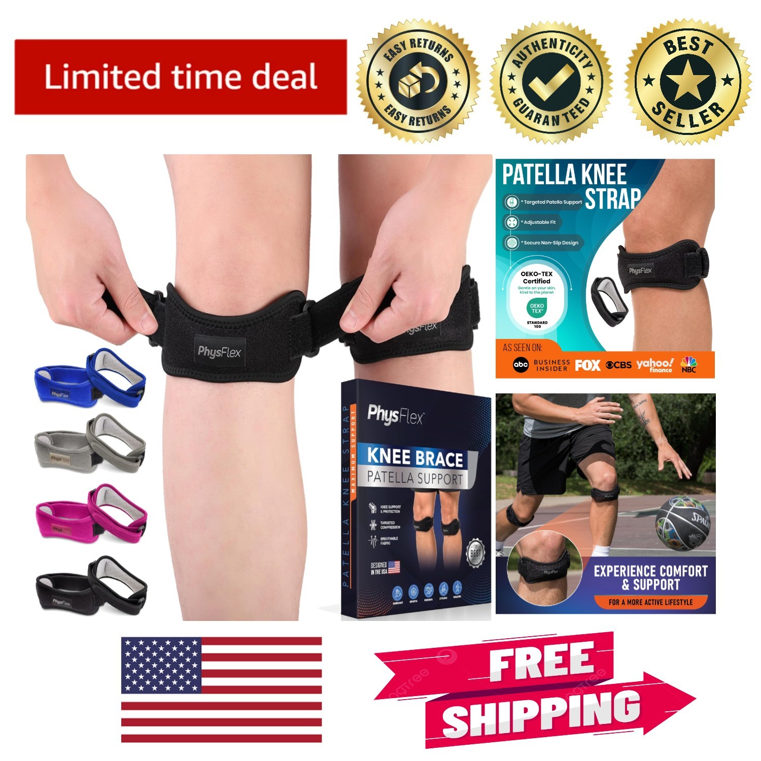 2 Pack Adjustable Patella Knee Brace – Lightweight Support for Active Adults