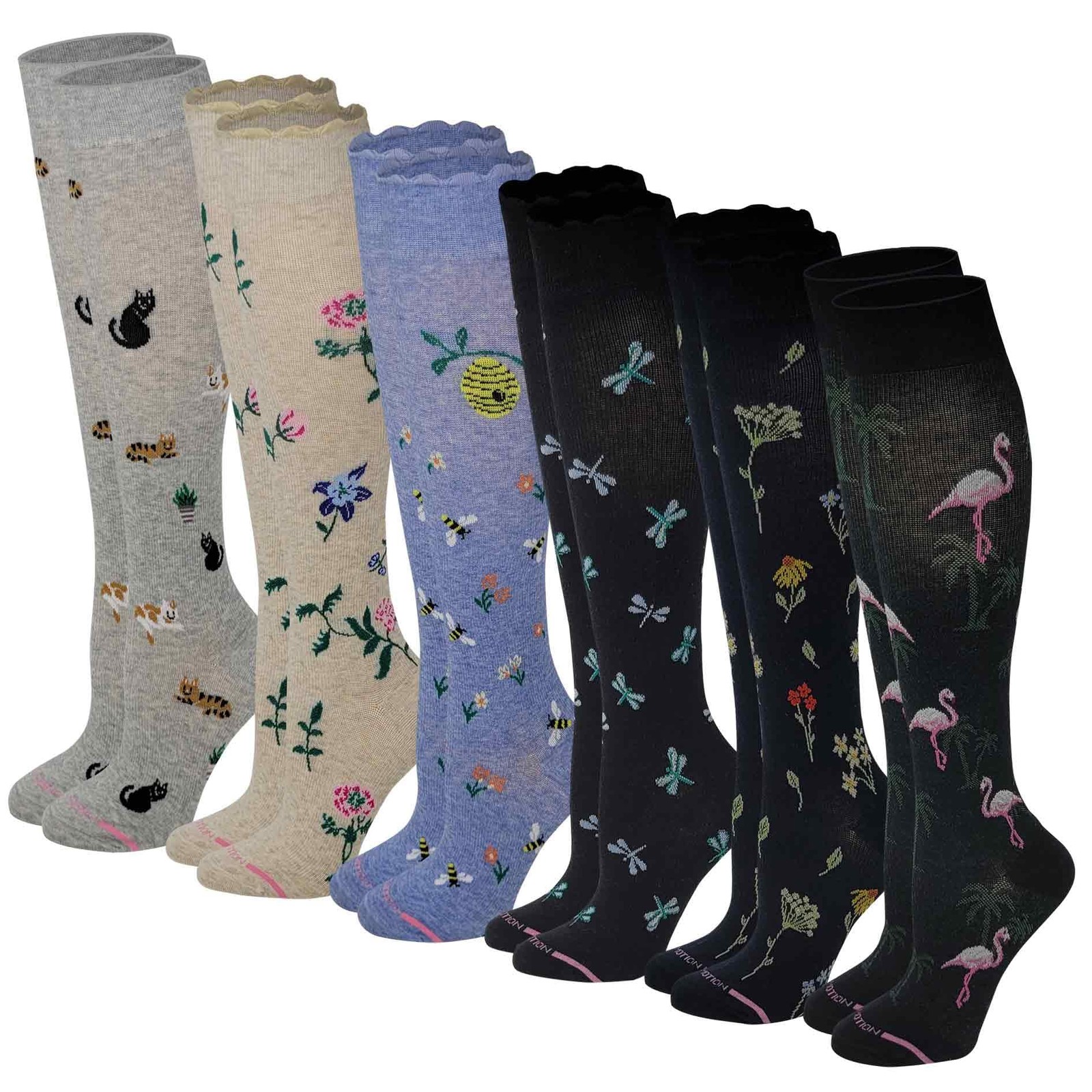 Women’s Compression Socks Therapeutic Graduated (Pack of 6 Pairs) (Assorted #F)