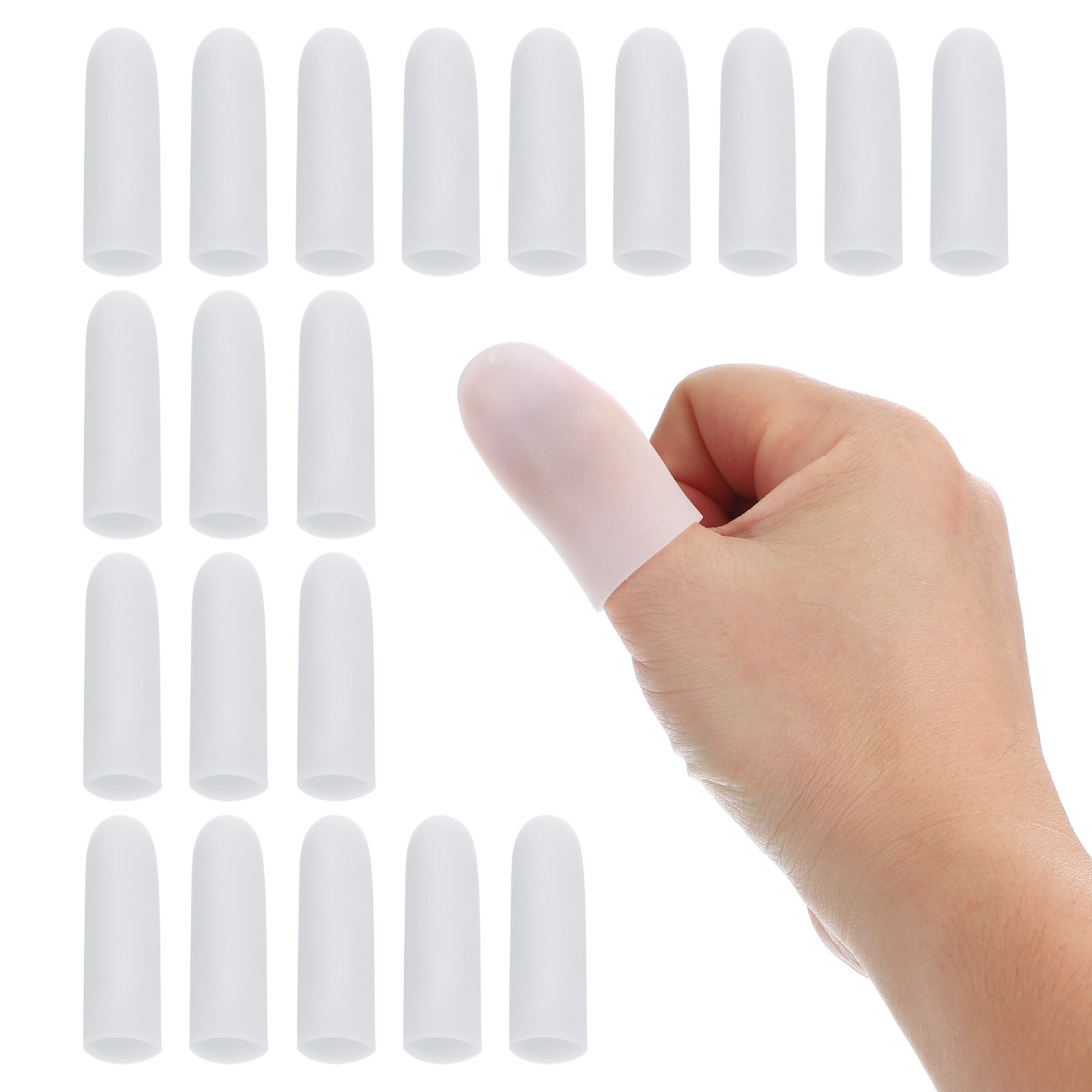 2″ Silicone Gel Finger Cots, 20 Pcs Fingertips Sleeve Protector, White