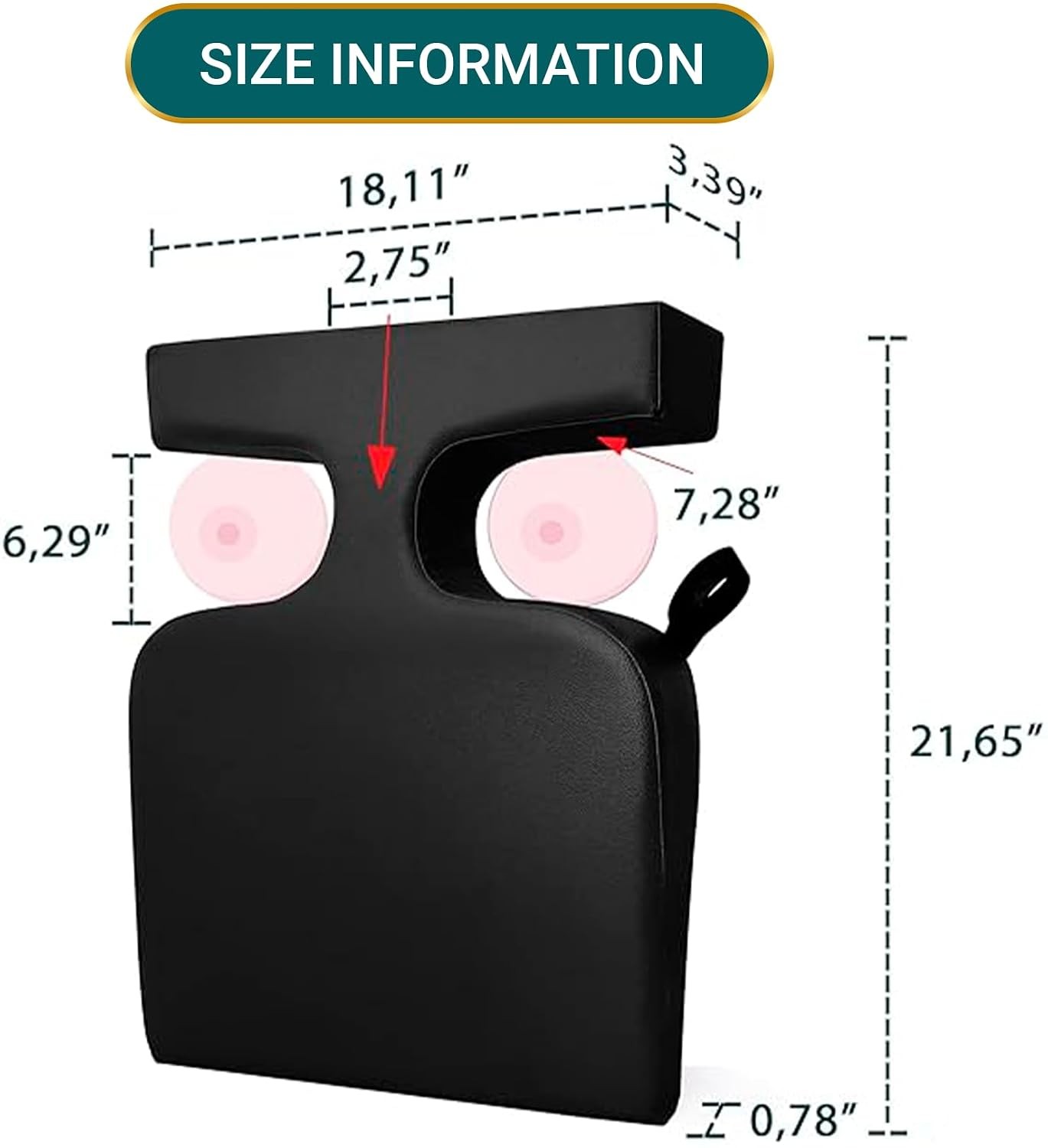 Medical Breast Pillow for Larger Bust Sizes AA-C+ Black Wedge Cushion Post