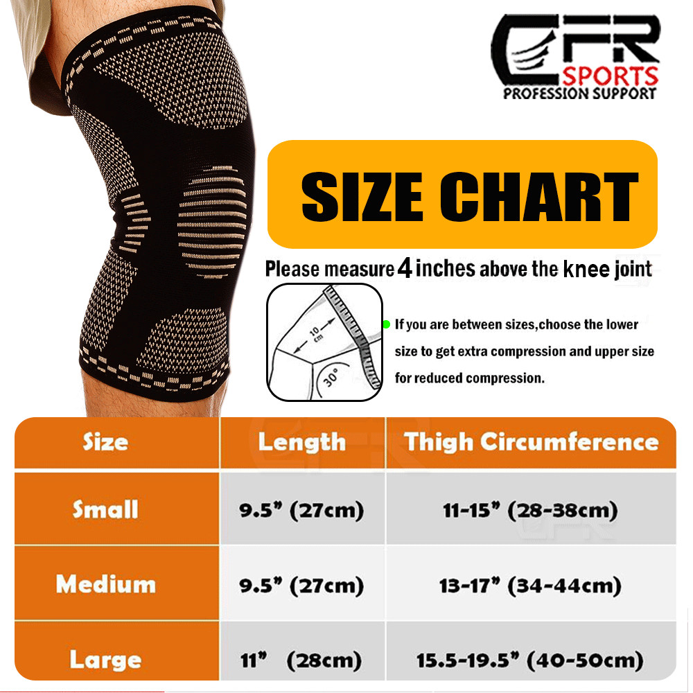 Copper Compression Knee Support Brace Sport Joint Pain Arthritis Wrap Sleeve CFR