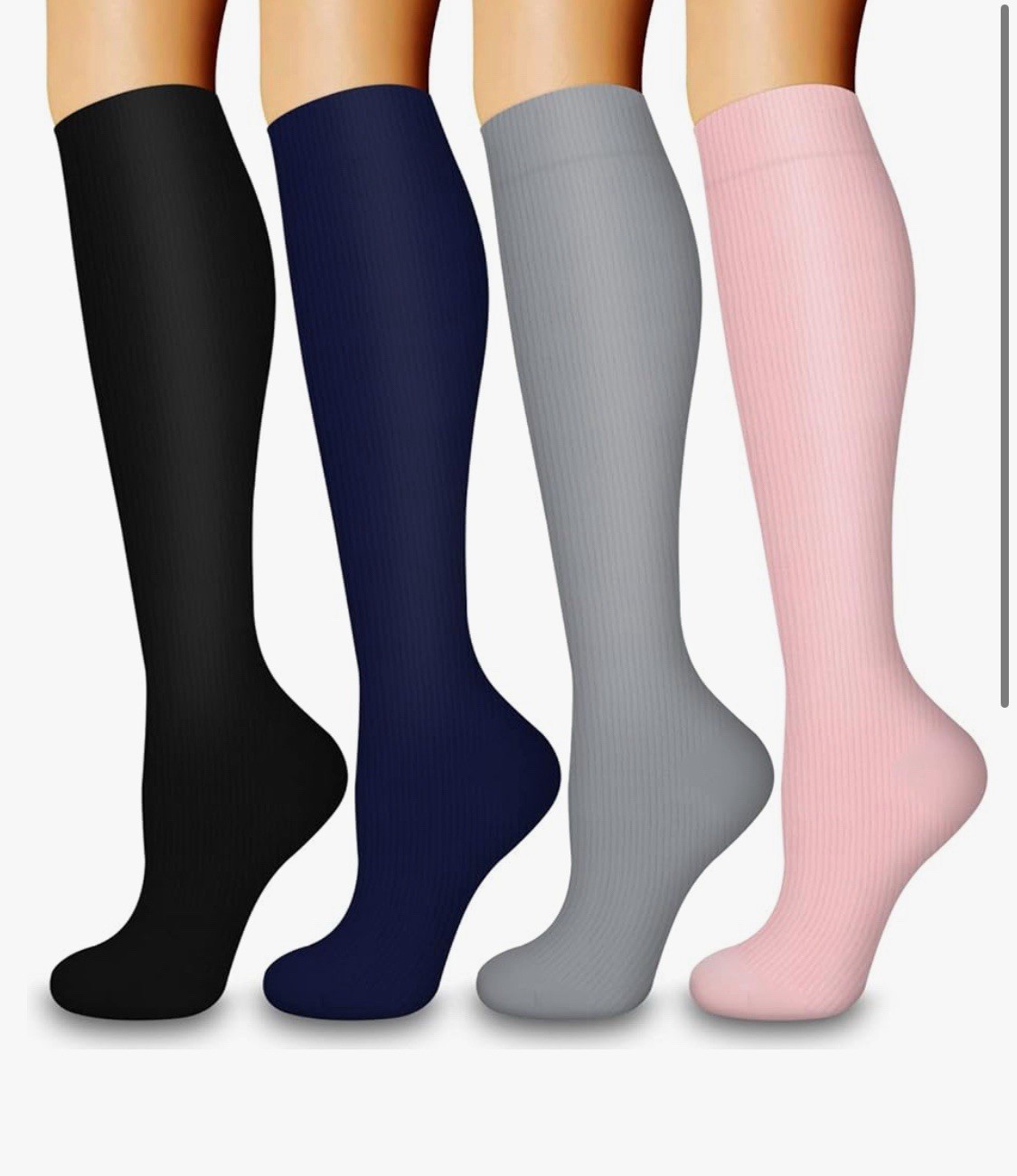 Laite Hebe 4 Pairs-Compression Socks for Women Or Men – Multi-color, New