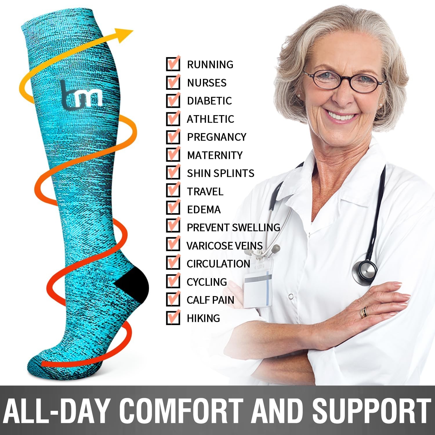6 Pack Copper Compression Socks for Men & Women – Best Support for Running, Nurs