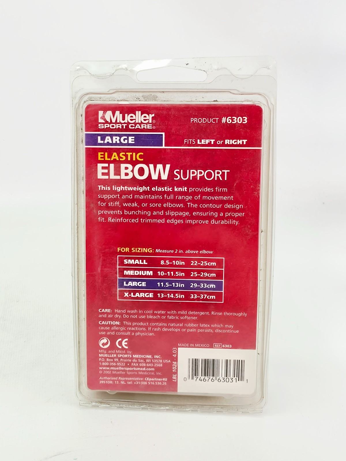 Mueller Elastic Elbow Support Large 6303 Basic Firm Breathable 1ct