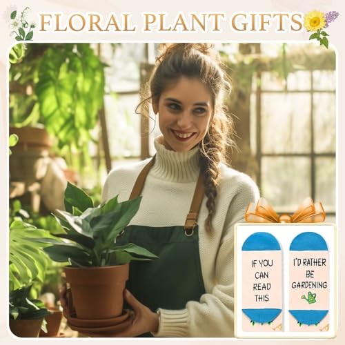 Plant Gifts – Funny Sunflower Plant Socks, Gardening Gifts for Garden Blue