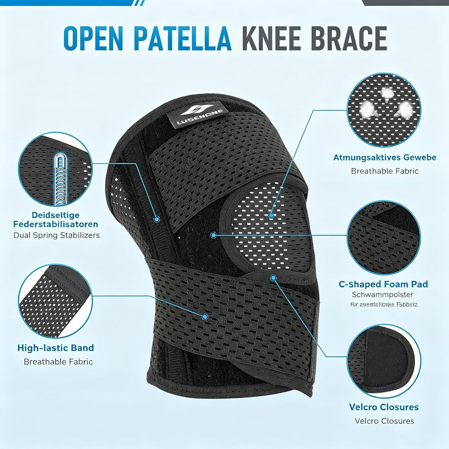 Knee Brace for Women & Men, Knee Brace for Meniscus Tear, Knee Support with Side