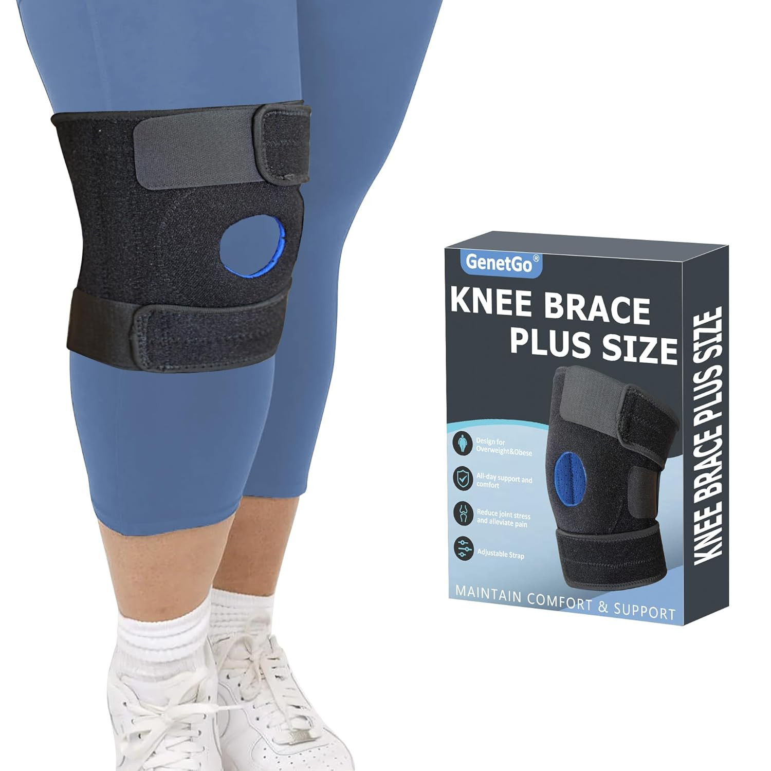 Plus Size Knee Brace for Obese Women & Men – Adjustable Knee Support for Meni…