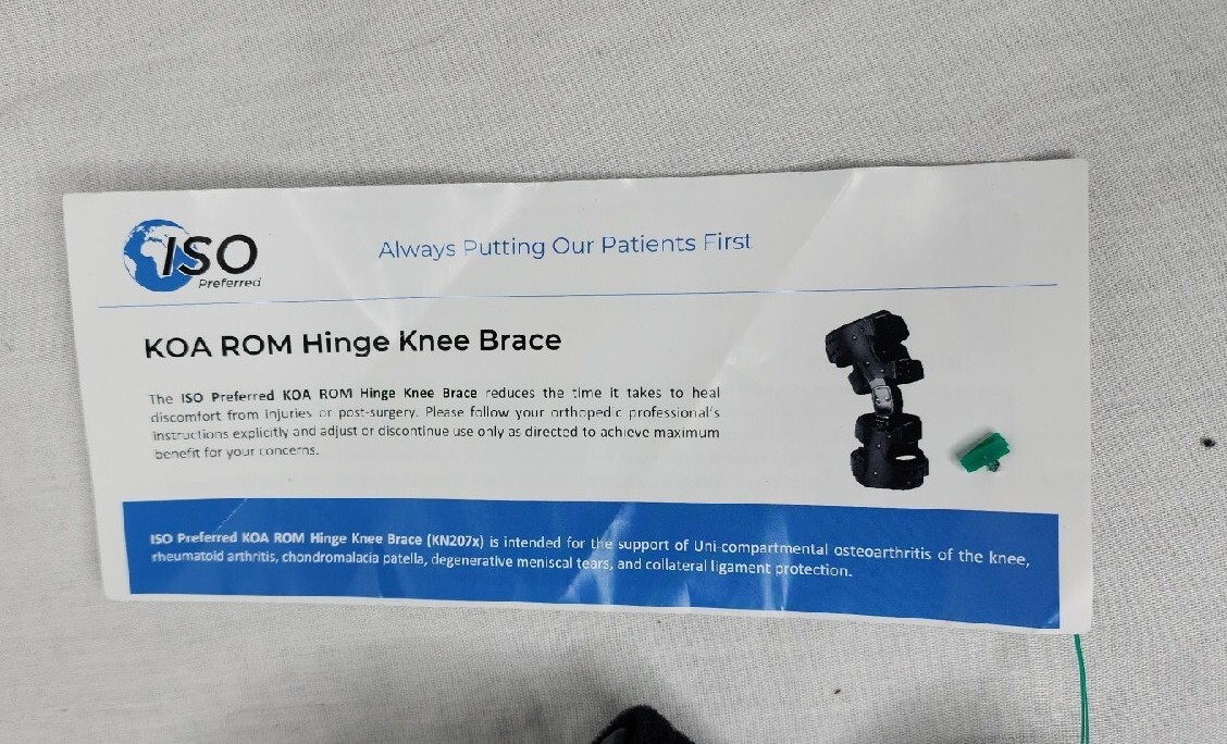 KOA KNEE BRACE by ISO Preferred ISO-KN207x UNI Right and Knee Sleeve Black
