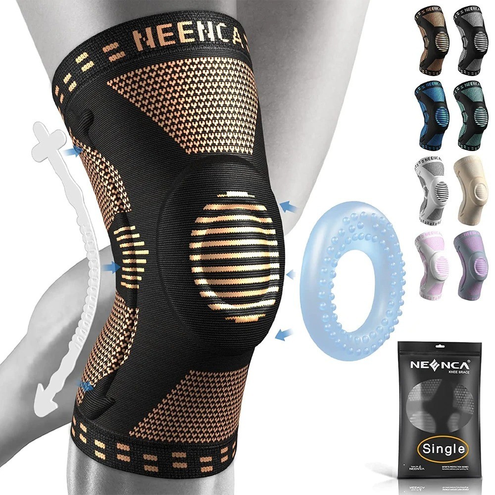 NEENCA Copper Knee Brace Large Black Gel Patella Pad Side Stabilizers