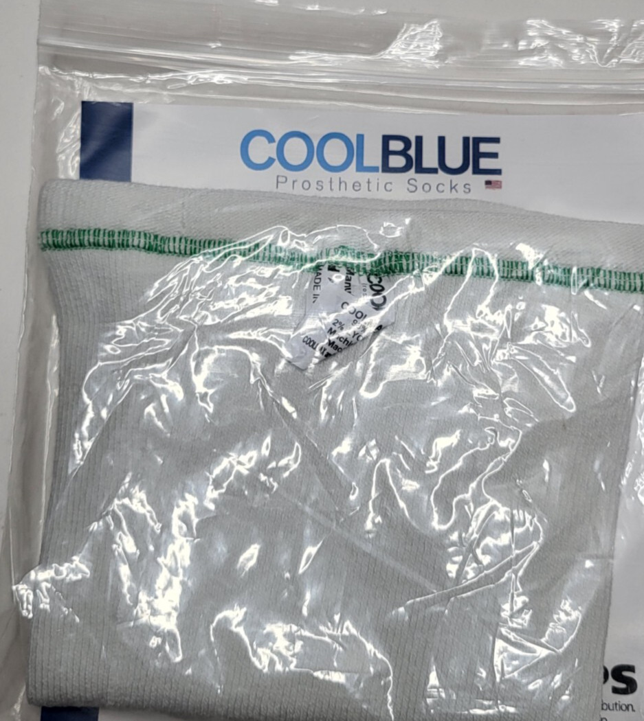 Cool Blue Prosthetic 1 Sock Green 3 Ply Size 3 Sewn Hole 4 Length 16-20 CB3HWRG2
