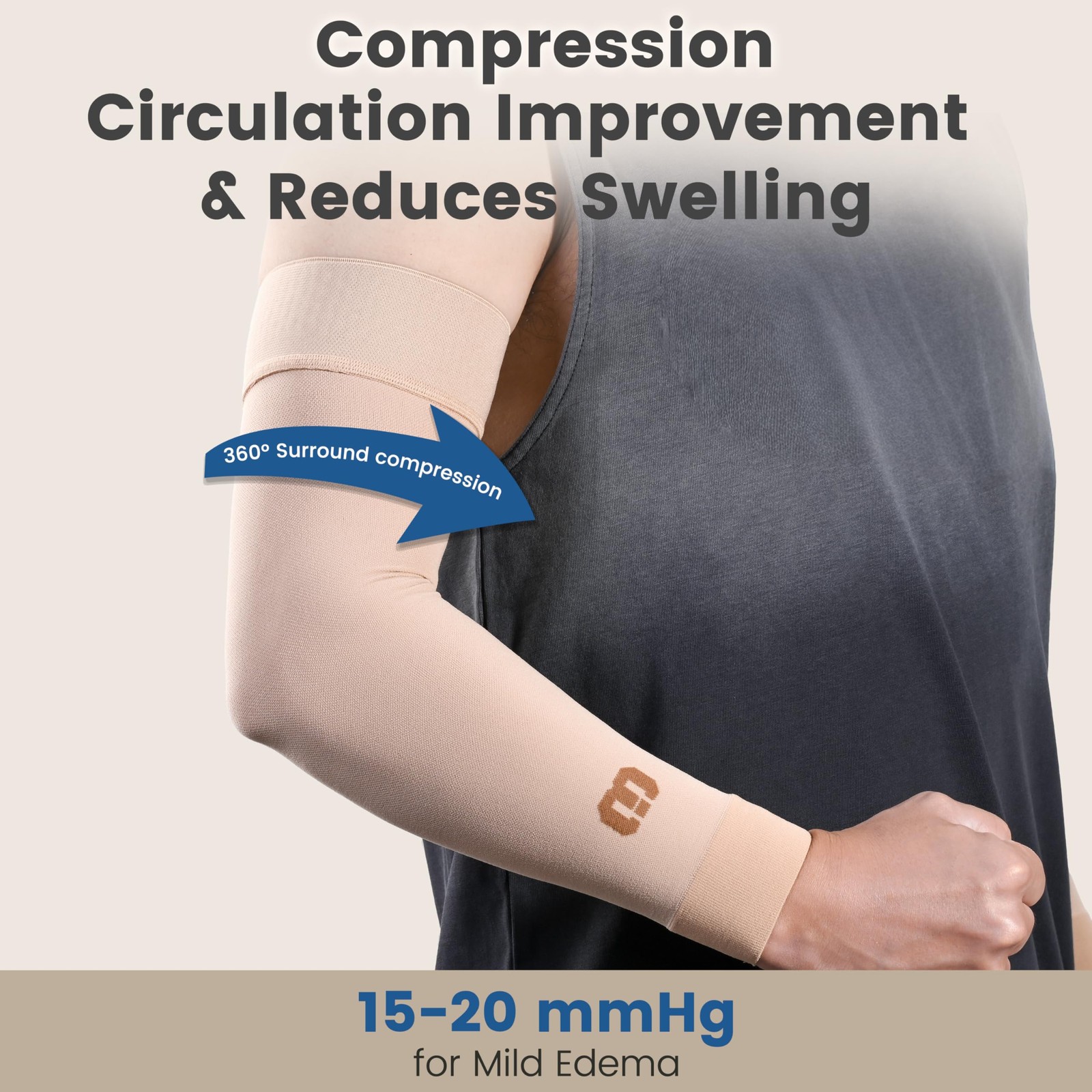 MGANG Lymphedema Medical Compression Arm Sleeve 15-20 mmHg, Full Arm Support …