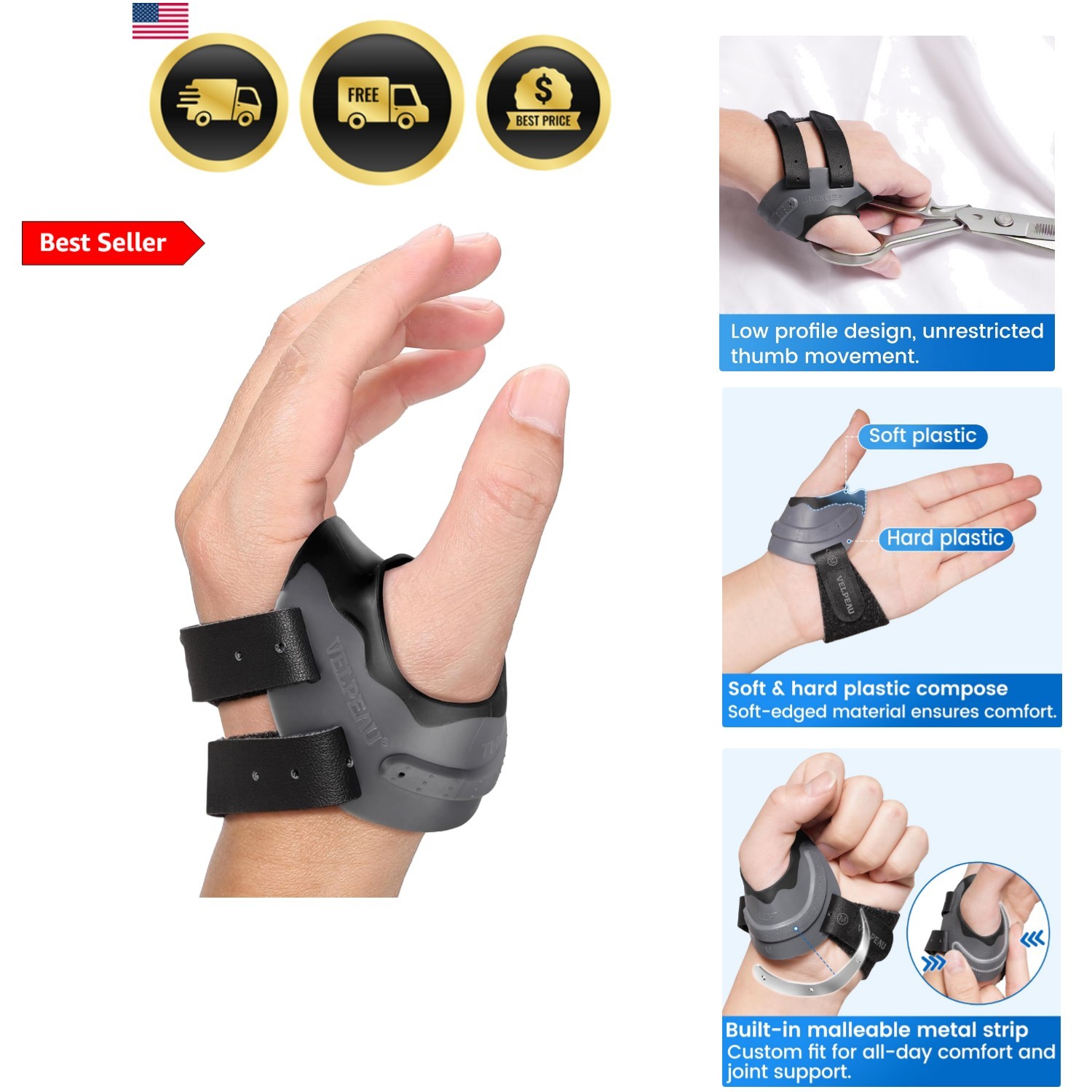 CMC Thumb Brace for Osteoarthritis – with Shape-memory Restriction Splint, CM…