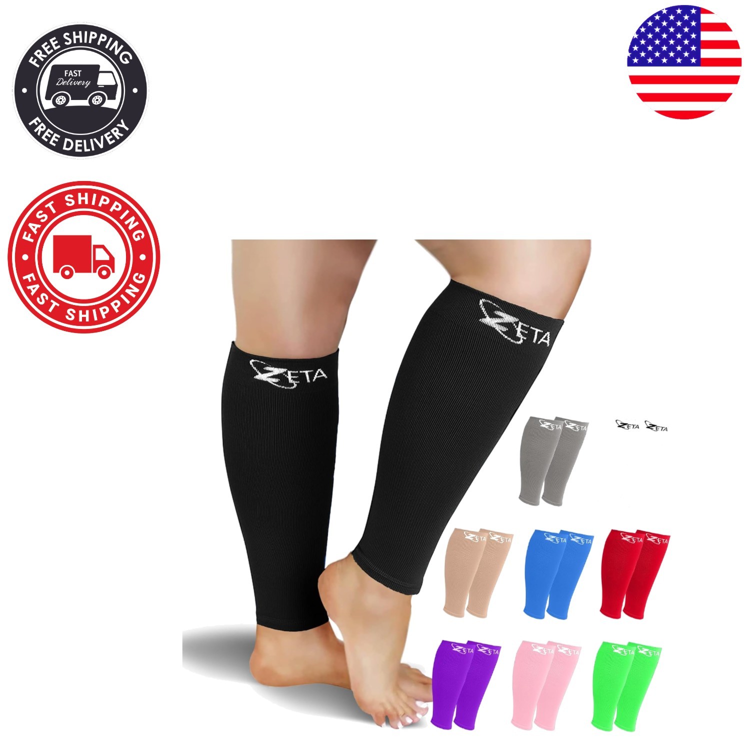 Footless Calf Compression Sleeves – Ideal for Big Calves (2XL-6XL), 15-19 mmHg