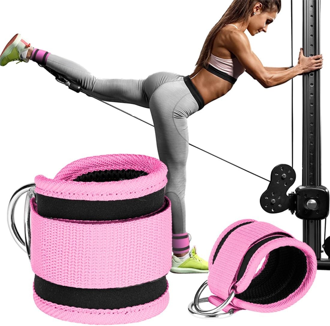 1 Pair Adjustable Ankle Straps Resistance Bands with D-Ring for Gym Training