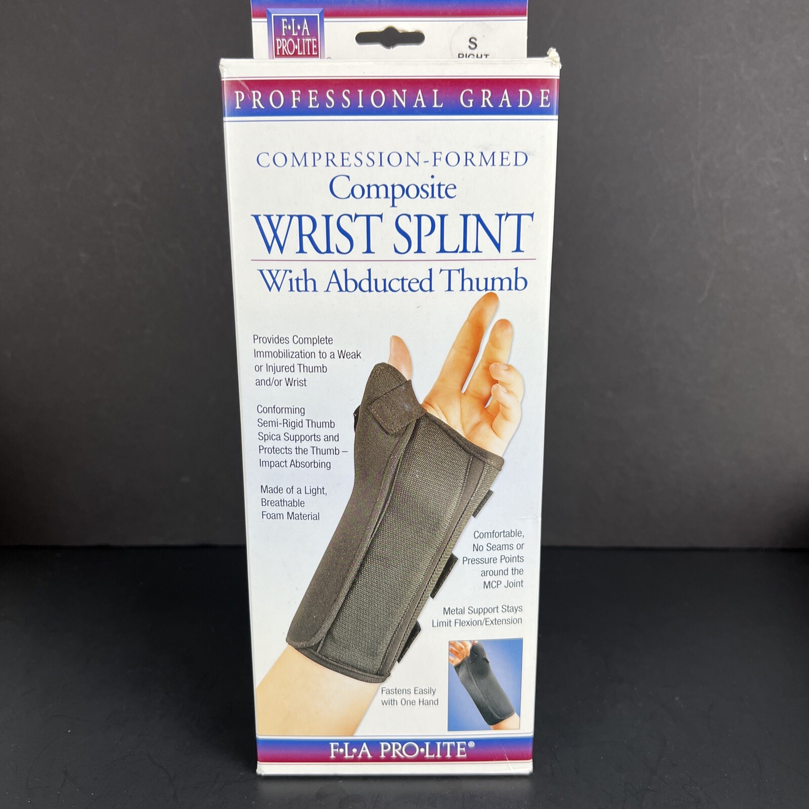 FLA Compression Wrist Splint Formed Composite w/ Abducted Thumb, Sm, Right, New