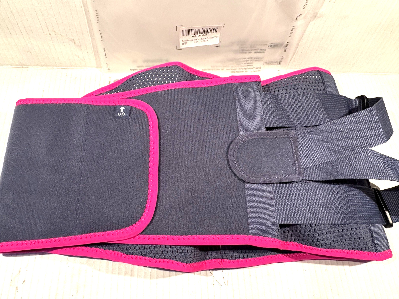Back Premium Support Brace Size M 33”-39″ Lumbar Adjustable Mesh Pink Blue NEW