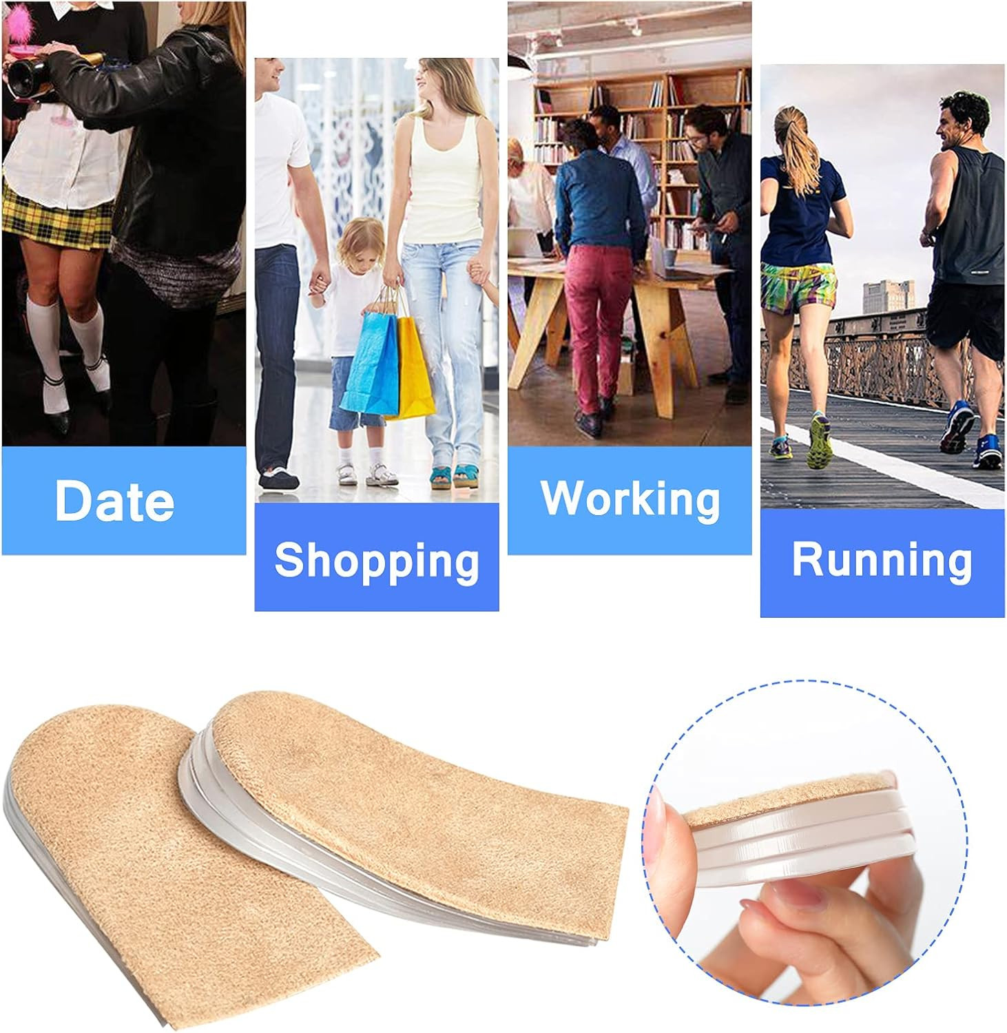 Heel Lifts for Leg Length Discrepancy, 4 Layers, Adjustable Orthopedic Shoe H…