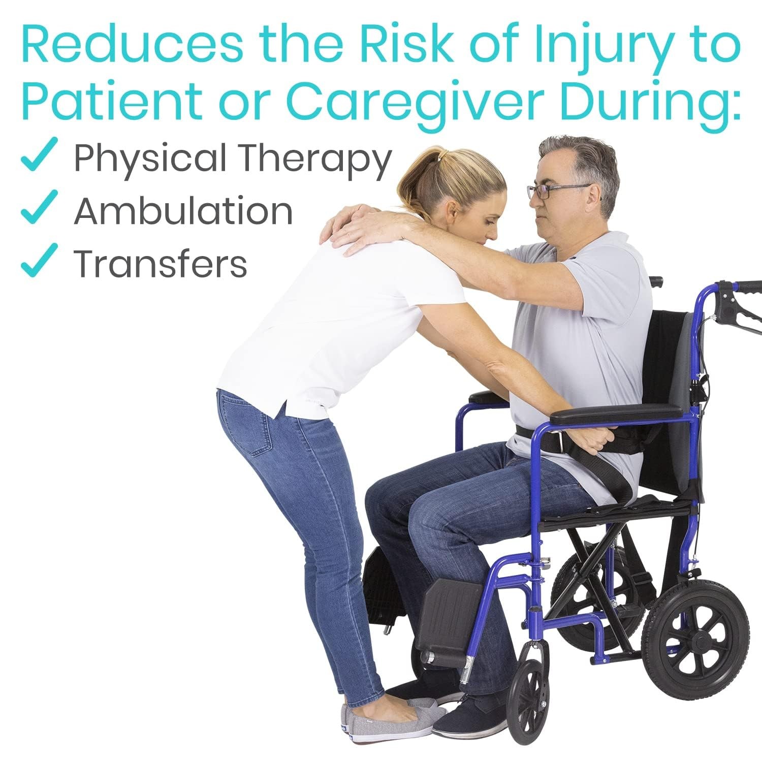 Gait Belt Transfer Belt with Handles – 300Lbs Capacity for Patient Assist