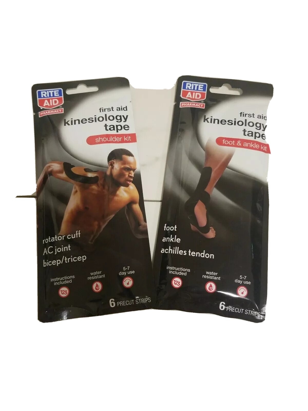 First Aid Kinesiology Tape by Rite Aid, Shoulder Kit and Foot & Ankle Kit, New