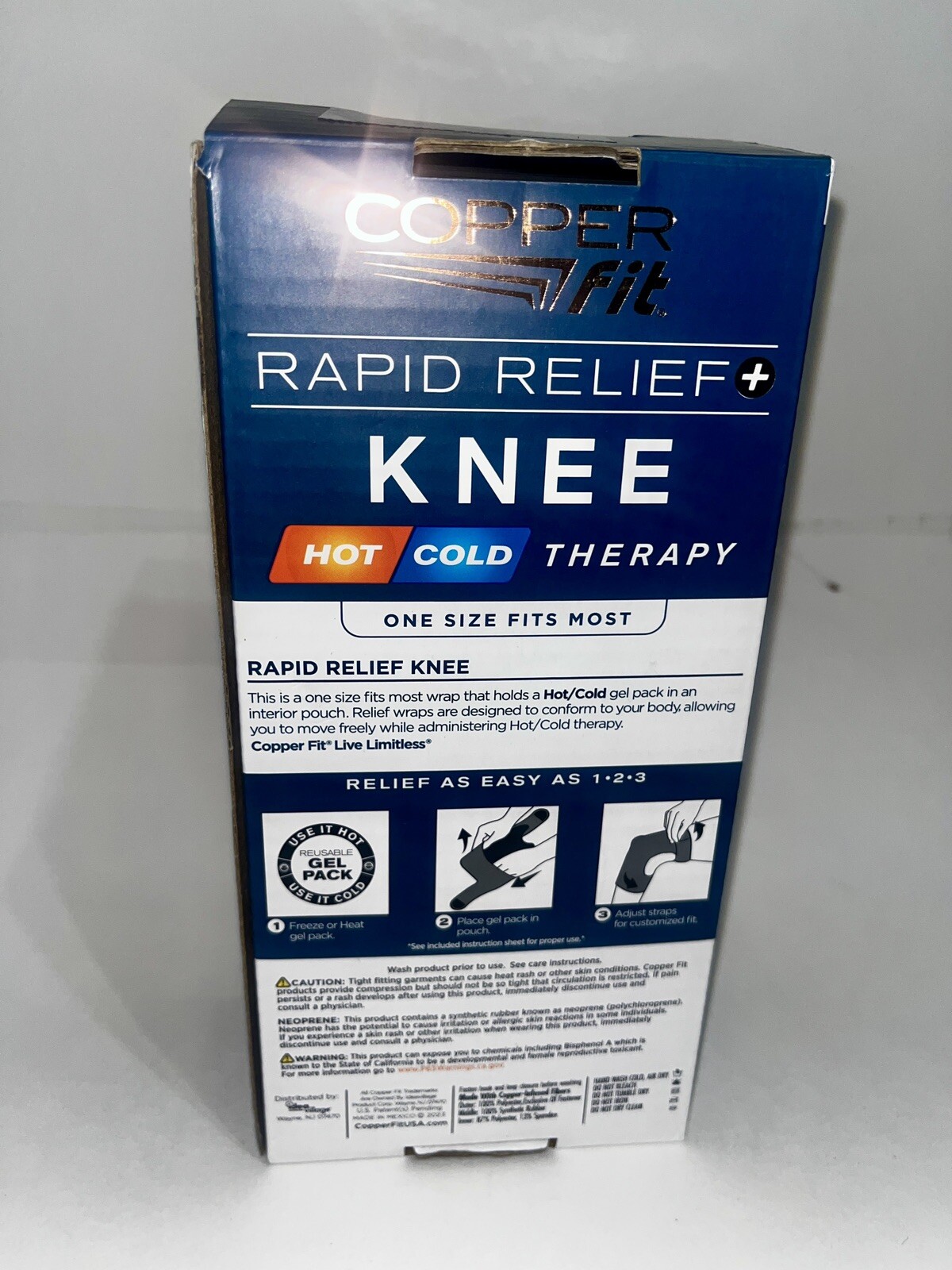 Copper Fit Rapid Relief Knee Compression Hot Cold Therapy Adjustable Wrap Black