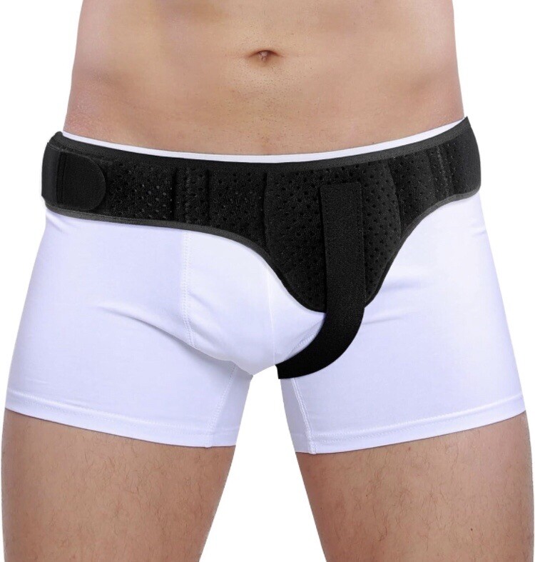 Left/Right Side Inguinal Groin Hernia Belt Unisex Adult, Black, Medium (29-35”)