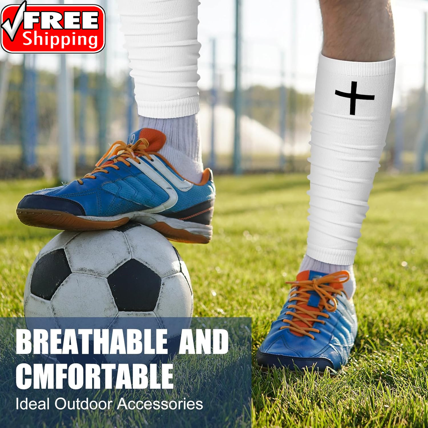 2 Pairs Faith Cross Football Leg Sleeves Scrunch Sports Compression Calf Sleeve