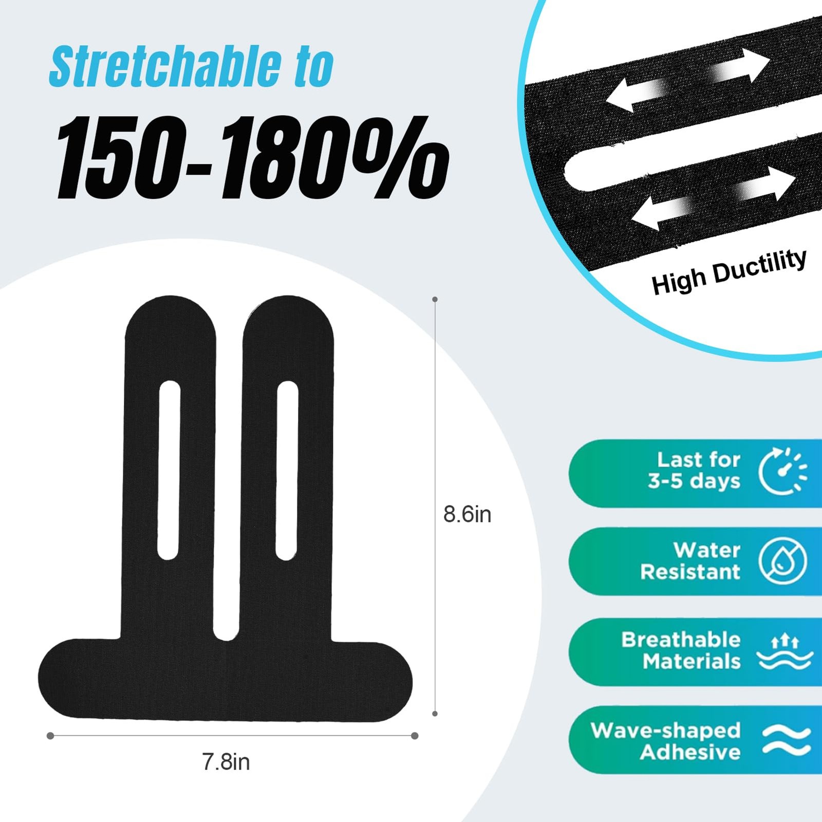 10 PCS Waterproof Kinesiology Tape for Shoulders/Knees,Precut Strips for Knee Pa