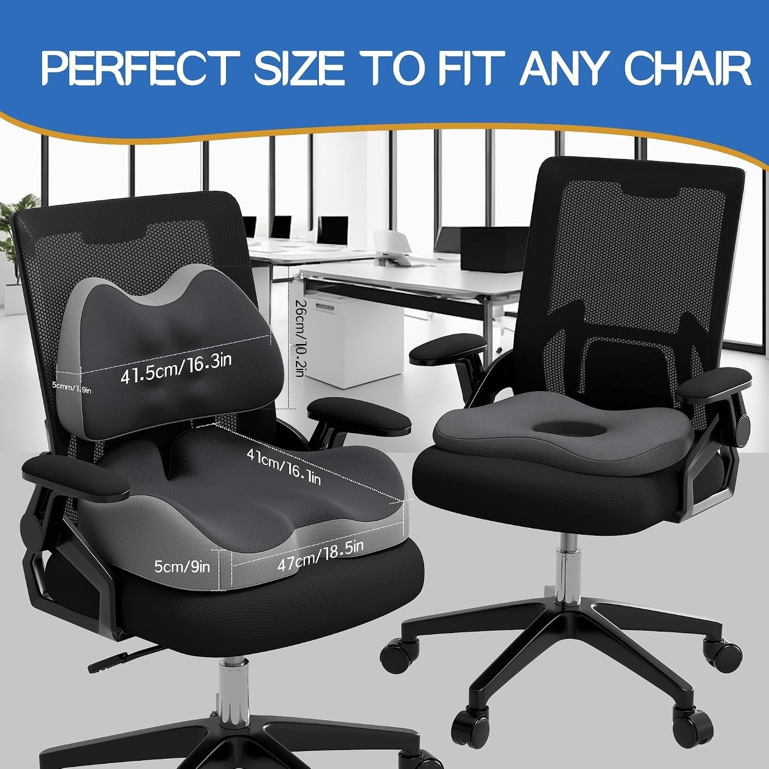 Ergonomic Memory Foam Seat Cushion & Lumbar Support for Sciatica & Back Pain