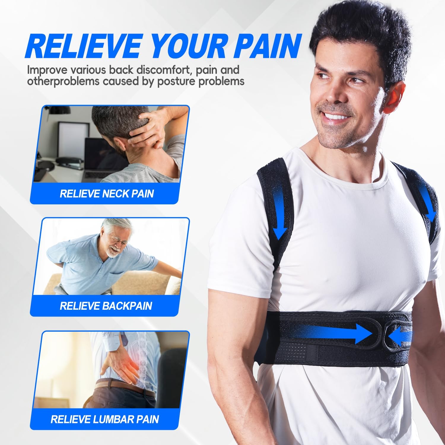 IYDoaMea Posture Corrector for Women and Men ( Order A 2XL(43.3~49.2), Black