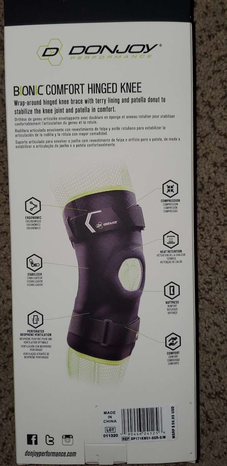 Donjoy Bilateral Hinged Knee Wrap for Joint Stabilization- Size S|M
