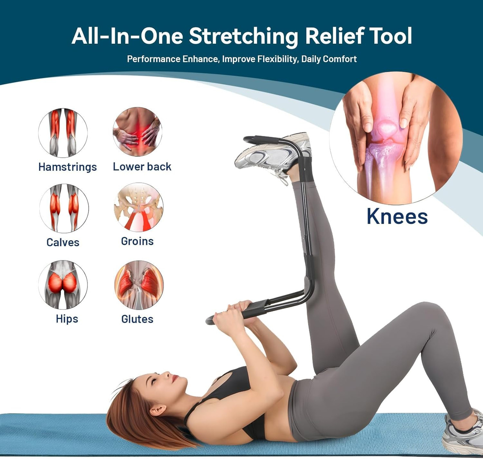 Hamstring Stretching Device Leg Flexibility Tool Adjustable Knee Extension