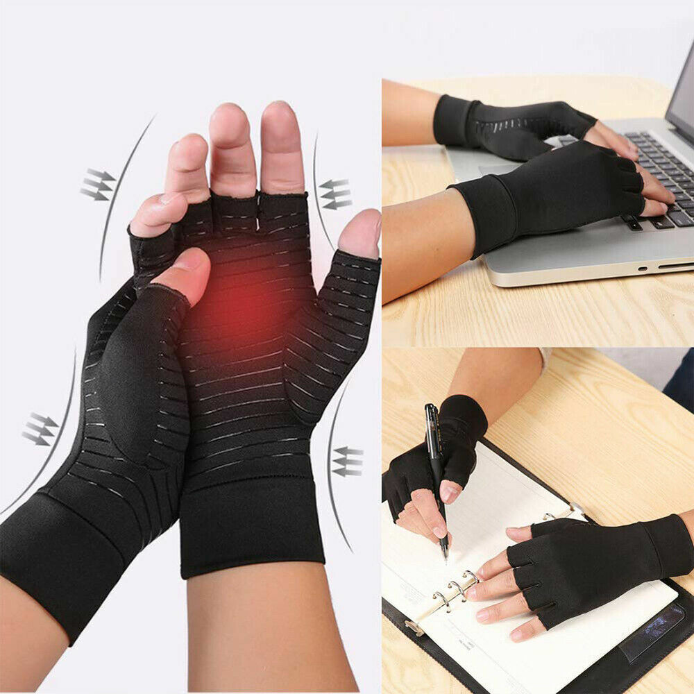 1/2 Pairs Copper Arthritis Compression Gloves Hand Support Joint Pain Relief US
