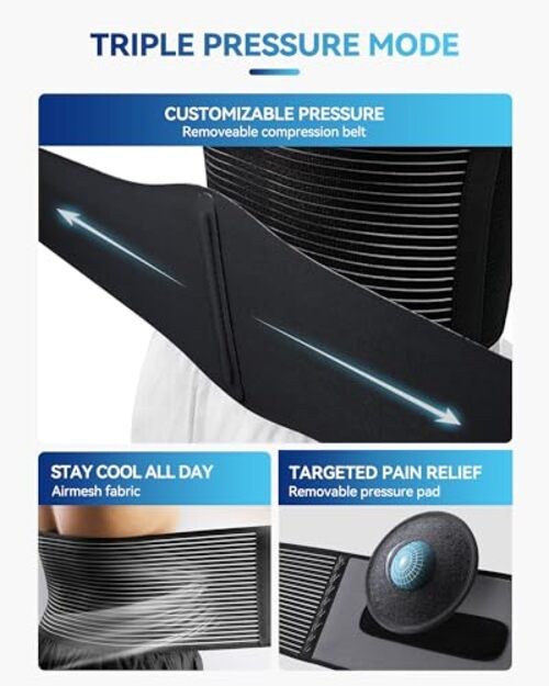 Abdominal Binder with Pressurized Strap & 3D Pad for S/M Black Stripes