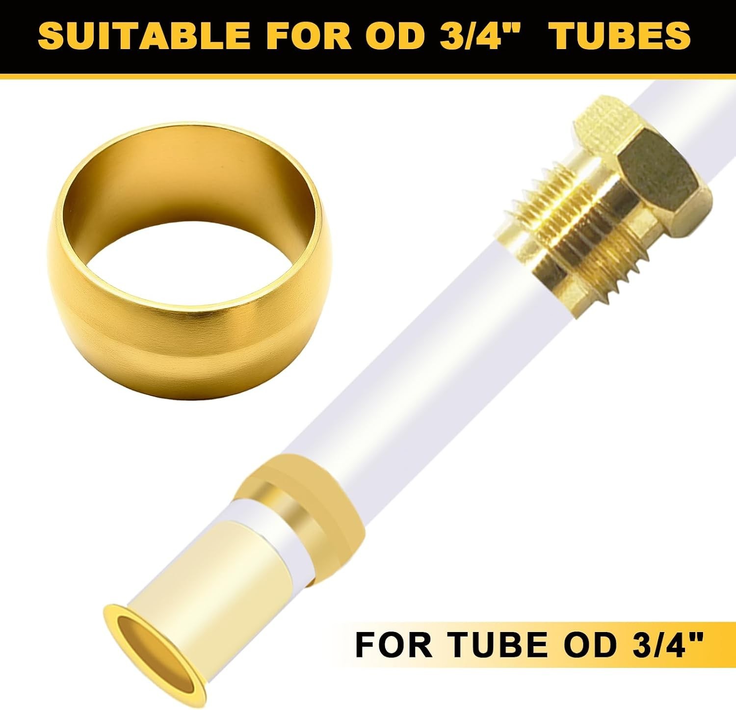High-Quality 15PCS 3/4″ Brass Compression Sleeves – Rust Resistant Fittings